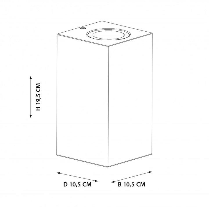 Buitenlamp cortenstaal up en downlighter afmetingen, duurzame en industriële wandlamp.