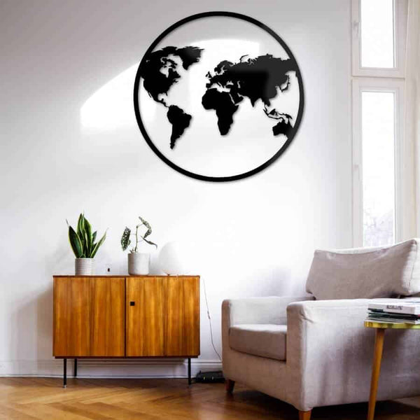 Metalen wanddecoratie "Wereldbol"